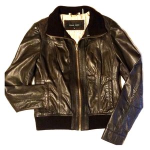 Black Rivet leather bomber jacket